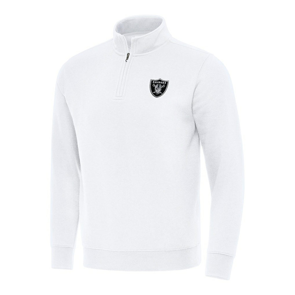 Las Vegas Raiders Antigua Victory Quarter-Zip Pullover Top - White Pullover
