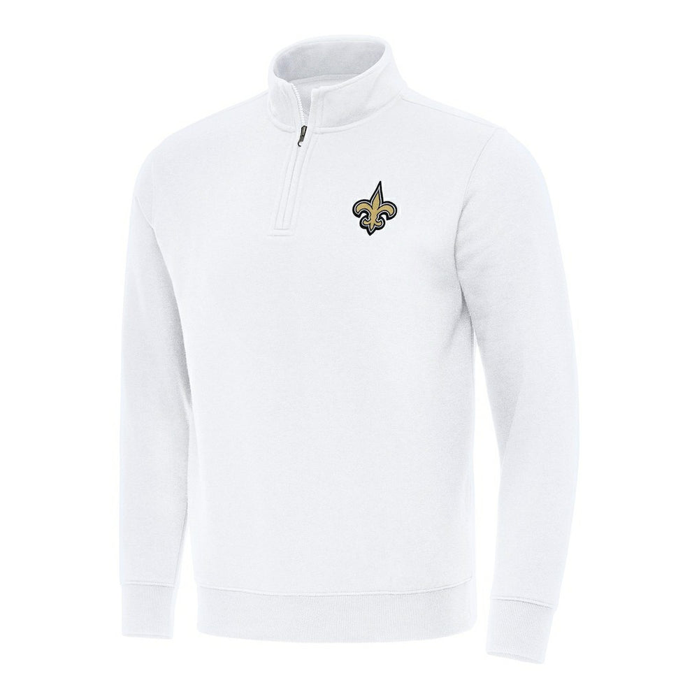 New Orleans Saints Antigua Victory Quarter-Zip Pullover Top - White Pullover