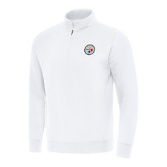 Pittsburgh Steelers Antigua Victory Quarter-Zip Pullover Top - White Pullover