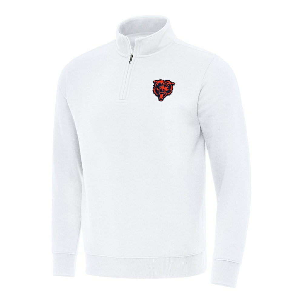 Chicago Bears Antigua Victory Quarter-Zip Pullover Top - White Pullover