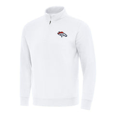 Denver Broncos Antigua Victory Quarter-Zip Pullover Top - White Pullover