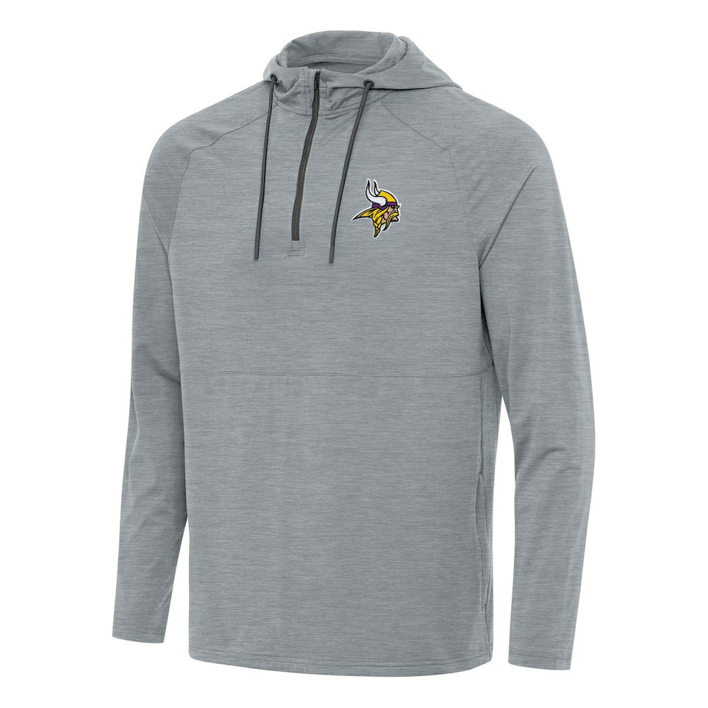 Minnesota Vikings Antigua Spikes Quarter-Zip Pullover Hoodie - Heather Gray Hoodies