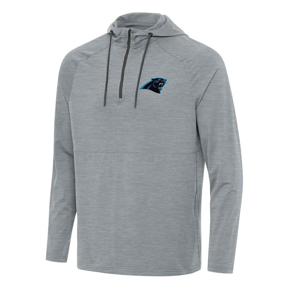 Carolina Panthers Antigua Spikes Quarter-Zip Pullover Hoodie - Heather Gray Hoodies