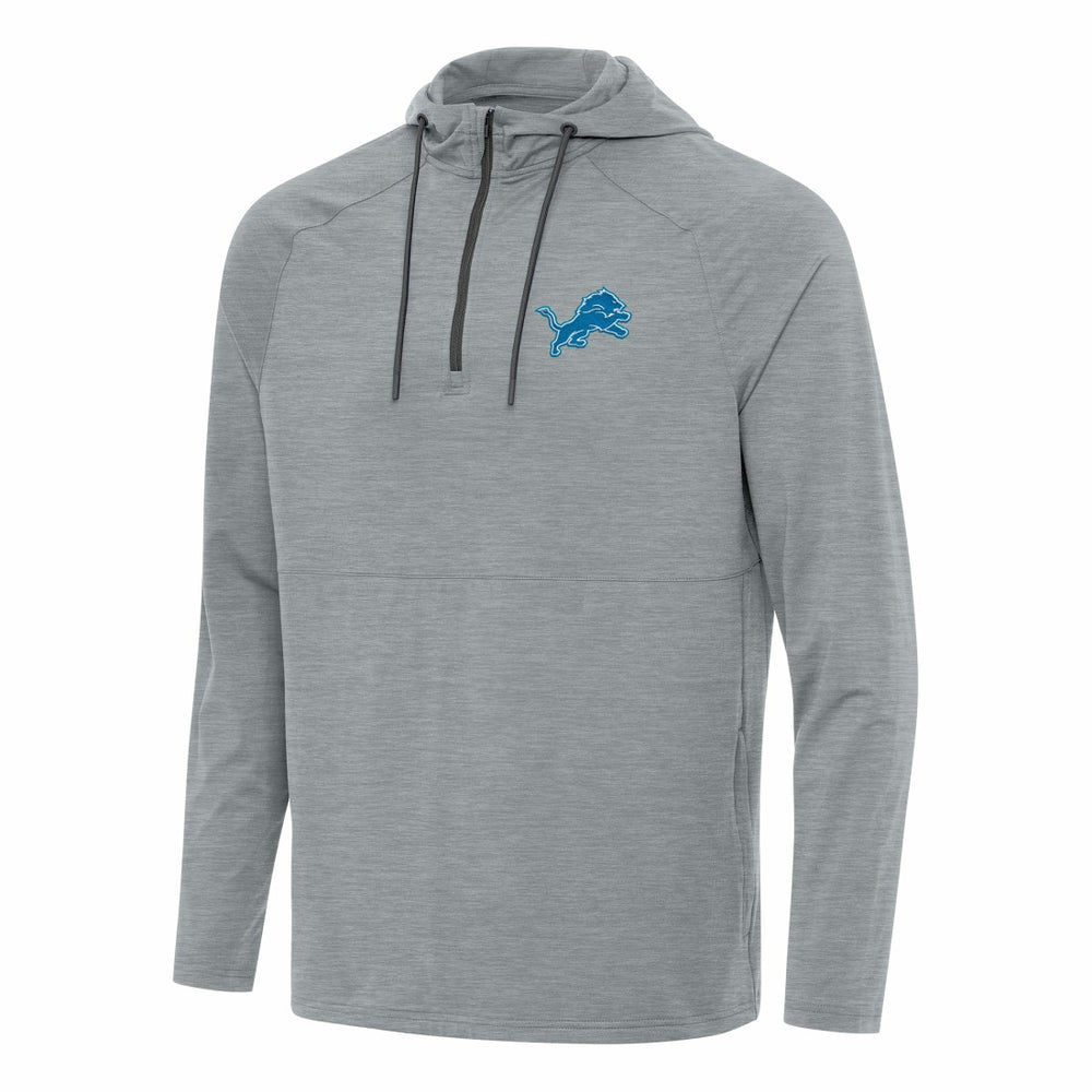 Detroit Lions Antigua Spikes Quarter-Zip Pullover Hoodie - Heather Gray Hoodies