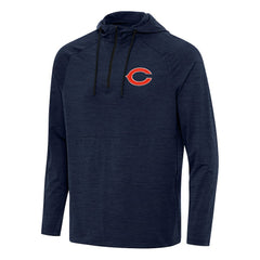 Chicago Bears Antigua Spikes Quarter-Zip Pullover Hoodie - Heather Navy Hoodies