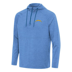 Los Angeles Chargers Antigua Spikes Quarter-Zip Pullover Hoodie - Heather Powder Blue Hoodies