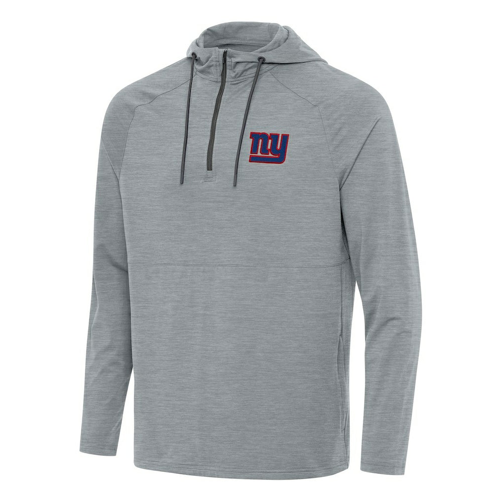 New York Giants Antigua Spikes Quarter-Zip Pullover Hoodie - Heather Gray Hoodies