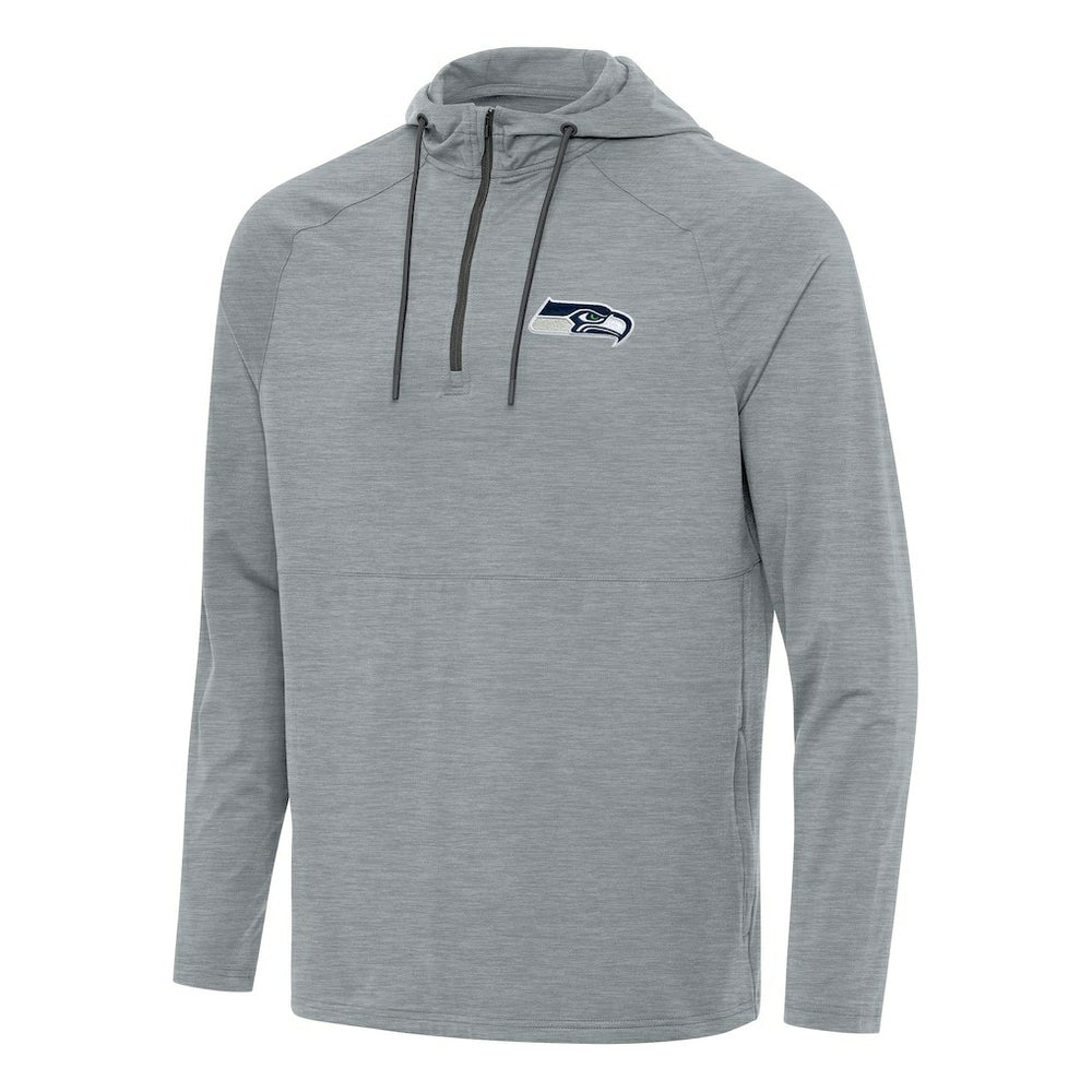 Seattle Seahawks Antigua Spikes Quarter-Zip Pullover Hoodie - Heather Gray Hoodies