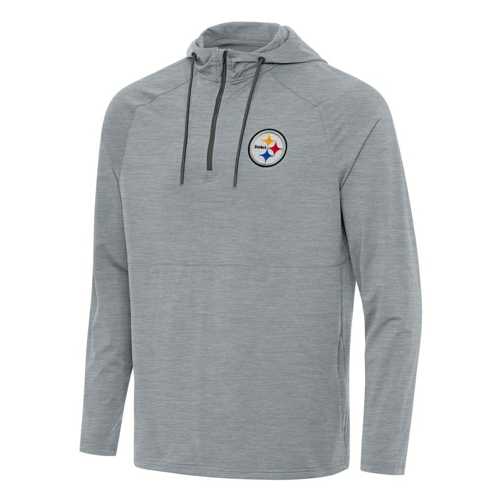 Pittsburgh Steelers Antigua Spikes Quarter-Zip Pullover Hoodie - Heather Gray Hoodies