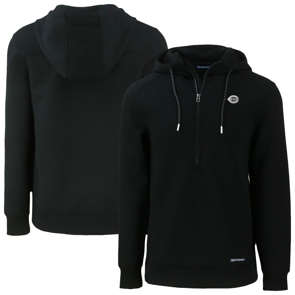 Cincinnati Reds Cutter & Buck Roam Eco Recycled Half-Zip Pullover Hoodie - Black Hoodies