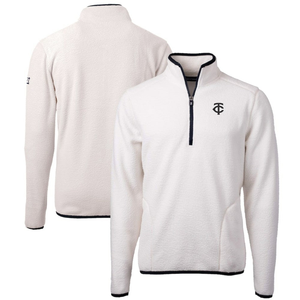 Minnesota Twins Cutter & Buck Cascade Eco Fleece Quarter-Zip Jacket - Oatmeal Jackets