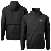 New York Mets Cutter & Buck Charter Eco Recycled Anorak Half-Zip Hoodie Jacket - Black Jackets