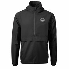 New York Mets Cutter & Buck Charter Eco Recycled Anorak Half-Zip Hoodie Jacket - Black Jackets