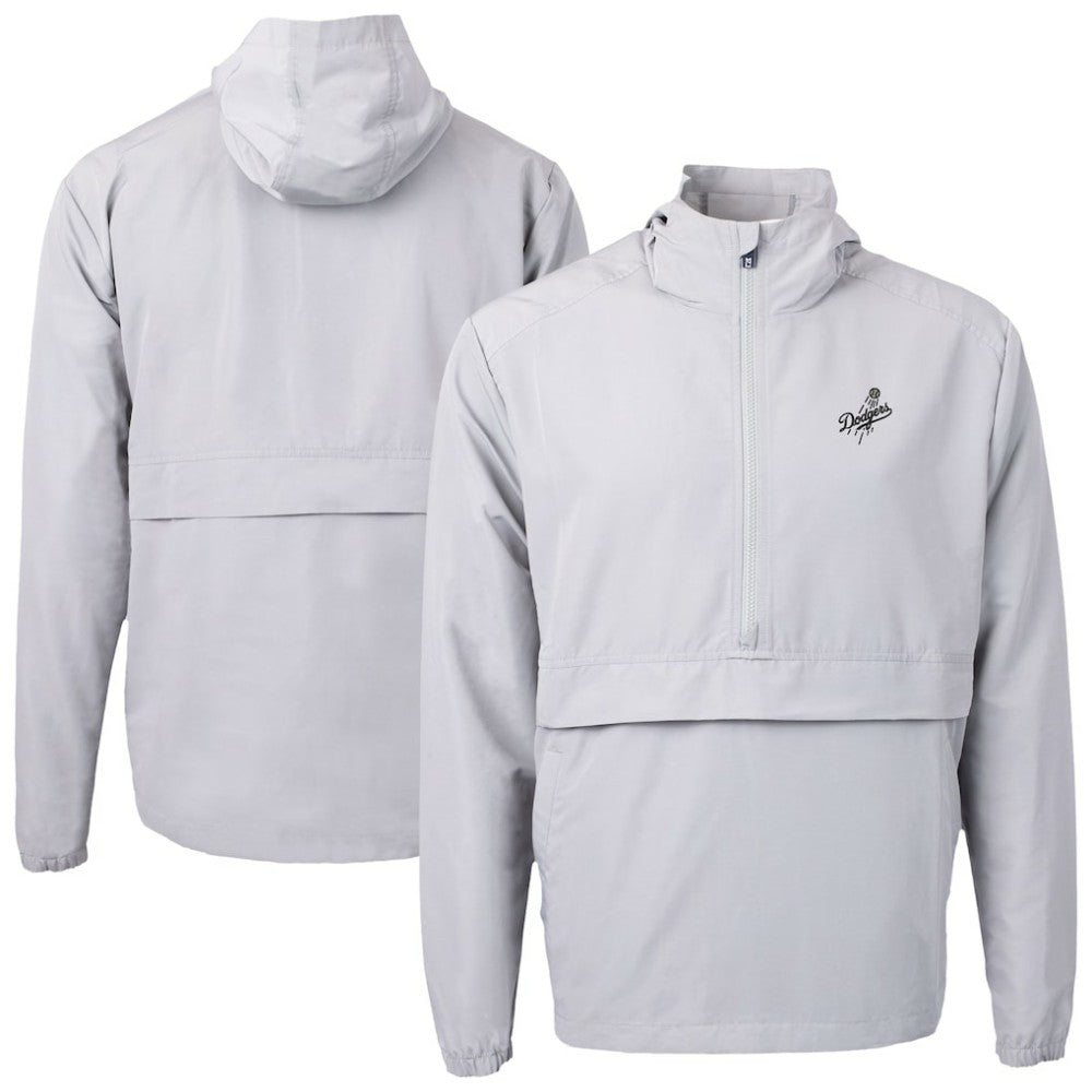Los Angeles Dodgers Cutter & Buck Charter Eco Recycled Anorak Half-Zip Hoodie Jacket - Gray Jackets