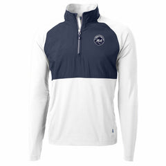 New York Mets Cutter & Buck Adapt Eco Hybrid Raglan DryTec Quarter-Zip Jacket - White Jackets