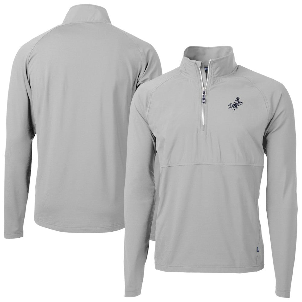 Los Angeles Dodgers Cutter & Buck Adapt Eco Hybrid Raglan DryTec Quarter-Zip Jacket - Gray Jackets