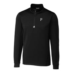 Pittsburgh Pirates Cutter & Buck Traverse Eco Tri-Blend DryTec Quarter-Zip Jacket - Black Jackets