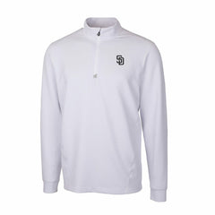 San Diego Padres Cutter & Buck Traverse Eco Tri-Blend DryTec Quarter-Zip Jacket - White Jackets