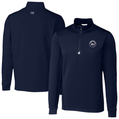 New York Mets Cutter & Buck Traverse Eco Tri-Blend DryTec Quarter-Zip Jacket - Navy Jackets