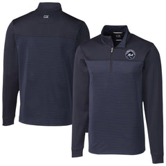 New York Mets Cutter & Buck Traverse Eco Stripe Tri-Blend DryTec Quarter-Zip Jacket - Navy Jackets