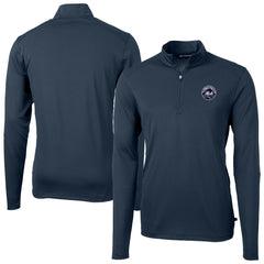 New York Mets Cutter & Buck Virtue Eco Pique Quarter-Zip Jacket - Navy Jackets