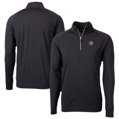 Chicago Cubs Cutter & Buck Big & Tall Adapt Eco DryTec Raglan Quarter-Zip Jacket - Black Jackets