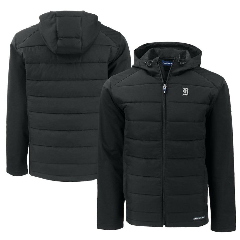 Detroit Tigers Cutter & Buck Big & Tall Evoke Hybrid Eco Softshell Recycled Full-Zip Jacket - Black Jackets