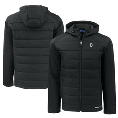 Detroit Tigers Cutter & Buck Big & Tall Evoke Hybrid Eco Softshell Recycled Full-Zip Jacket - Black Jackets