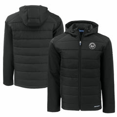 New York Mets Cutter & Buck Big & Tall Evoke Hybrid Eco Softshell Recycled Full-Zip Hooded PrimaLoft Jacket - Black Jackets