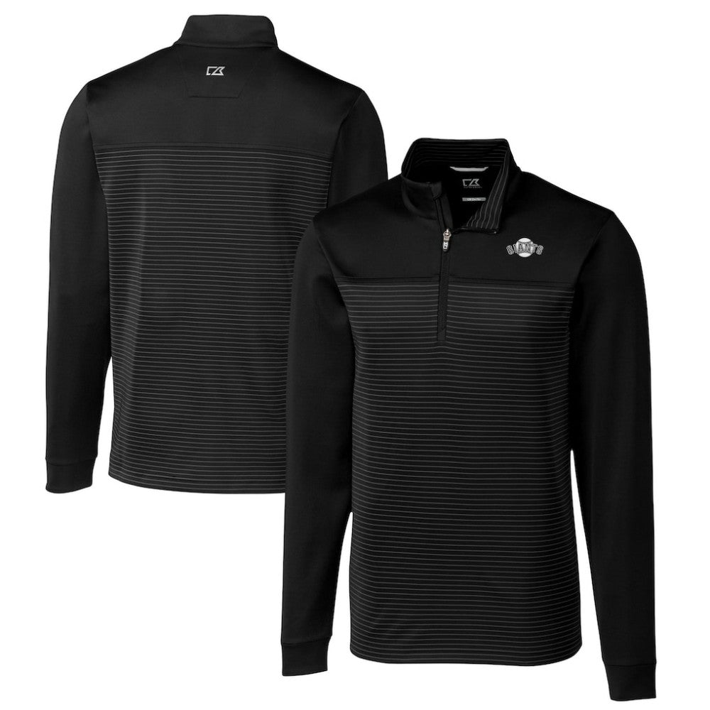 San Francisco Giants Cutter & Buck Big & Tall Traverse Stretch Stripe Eco Tri-Blend Quarter-Zip Top - Black Tops