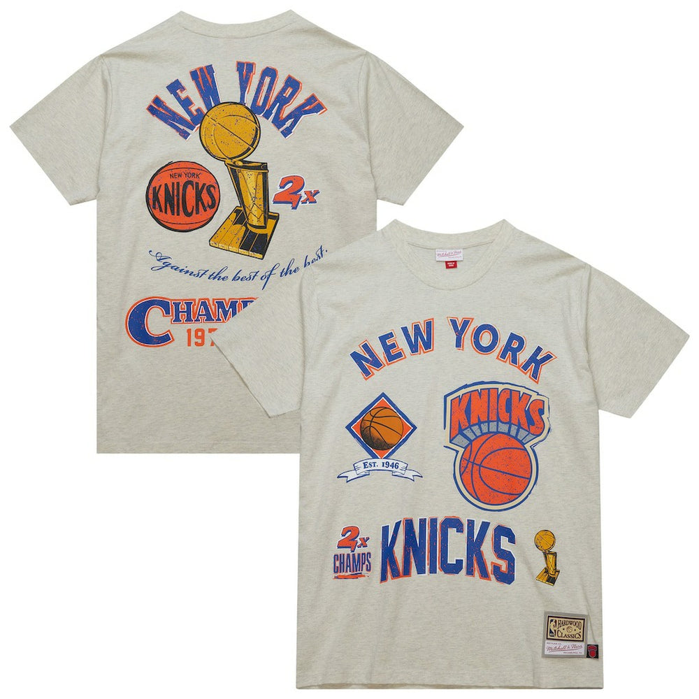 New York Knicks Hardwood Classics Legacy Defined Retro Championship T-Shirt Oatmeal - Mitchell & Ness