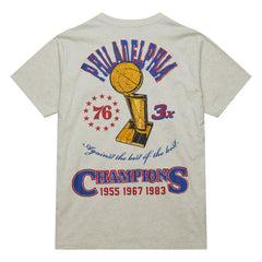 Philadelphia 76ers Hardwood Classics Legacy Defined Retro Championship T-Shirt Oatmeal - Mitchell & Ness