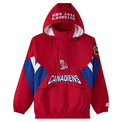 Montreal Canadiens OVO x Starter Half-Zip Hooded Jacket - Red | US 202034618