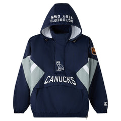 Vancouver Canucks OVO x Starter Half-Zip Hooded Jacket - Blue | US 202034621