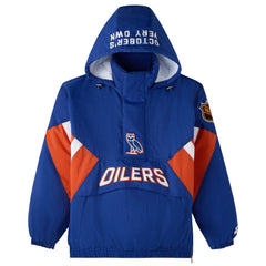 Edmonton Oilers OVO x Starter Half-Zip Hooded Jacket - Royal | US 202034622