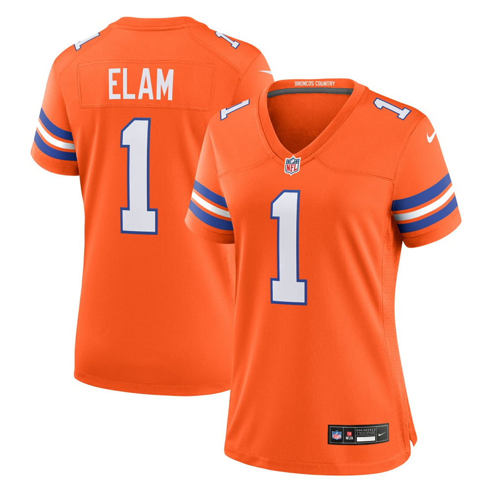 Jason Elam Denver Broncos Women's Mile High Collection 1977 Throwback Retired Player Game Jersey - Orange Jerseys