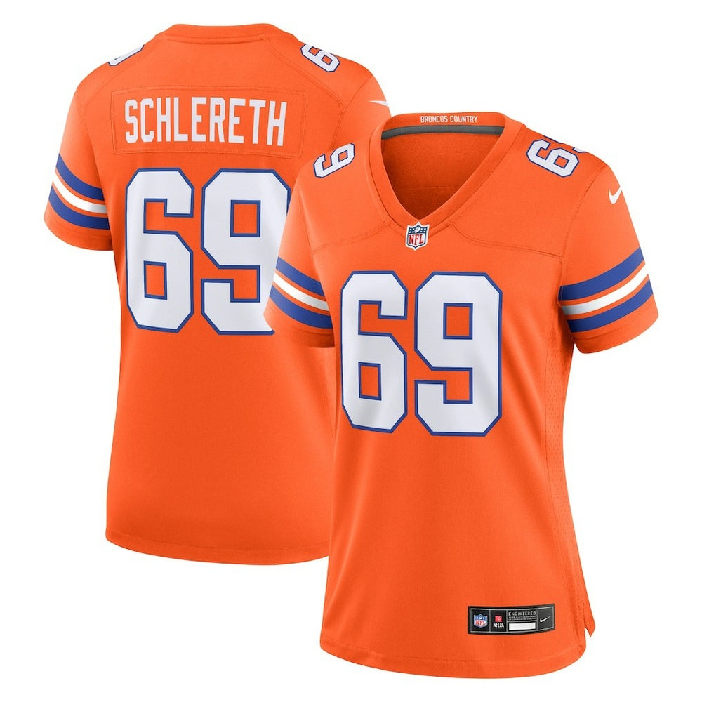 Mark Schlereth Denver Broncos Women's Mile High Collection 1977 Throwback Retired Player Game Jersey - Orange Jerseys
