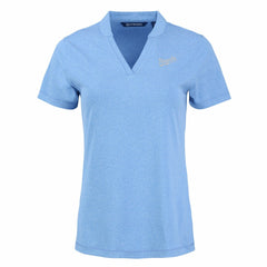 Kansas City Royals Cutter & Buck Women's Forge Stretch Blade DryTec V-Neck Polo - Heather Light Blue
