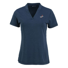 Los Angeles Dodgers Cutter & Buck Women's Forge Stretch Blade DryTec V-Neck Polo - Heather Navy