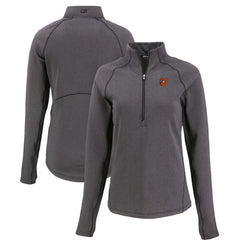 Baltimore Orioles Cutter & Buck Women's Peshastin Eco Fleece Recycled Raglan Half-Zip Top - Heather Black Tops