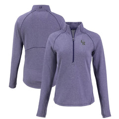 Colorado Rockies Cutter & Buck Women's Peshastin Eco Fleece Recycled Raglan Half-Zip Top - Heather Purple Tops