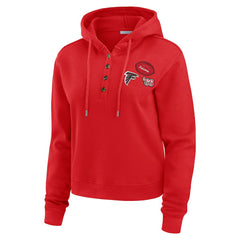 Atlanta Falcons WEAR by Erin Andrews Women's Plus Size Waffle Hoodie Pullover Top - Red Hoodies