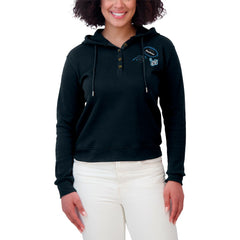 Carolina Panthers WEAR by Erin Andrews Women's Plus Size Waffle Hoodie Pullover Top - Black Hoodies