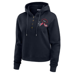 Houston Texans WEAR by Erin Andrews Women's Plus Size Waffle Hoodie Pullover Top - Navy Hoodies