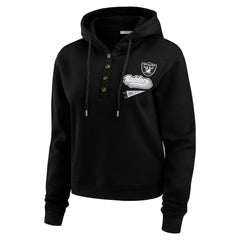 Las Vegas Raiders WEAR by Erin Andrews Women's Plus Size Waffle Hoodie Pullover Top - Black Hoodies
