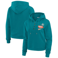 Miami Dolphins WEAR by Erin Andrews Women's Plus Size Waffle Hoodie Pullover Top - Aqua Hoodies