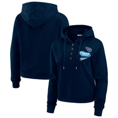 Tennessee Titans WEAR by Erin Andrews Women's Plus Size Waffle Hoodie Pullover Top - Navy Hoodies