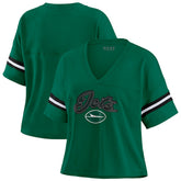 New York Jets WEAR by Erin Andrews Women's Plus Size Color Block Boxy T-Shirt - Green/White T-shirts