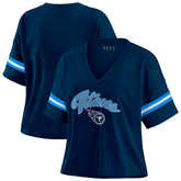 Tennessee Titans WEAR by Erin Andrews Women's Plus Size Color Block Boxy T-Shirt - Navy/White T-shirts