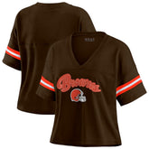 Cleveland Browns WEAR by Erin Andrews Women's Plus Size Color Block Boxy T-Shirt - Brown/White T-shirts